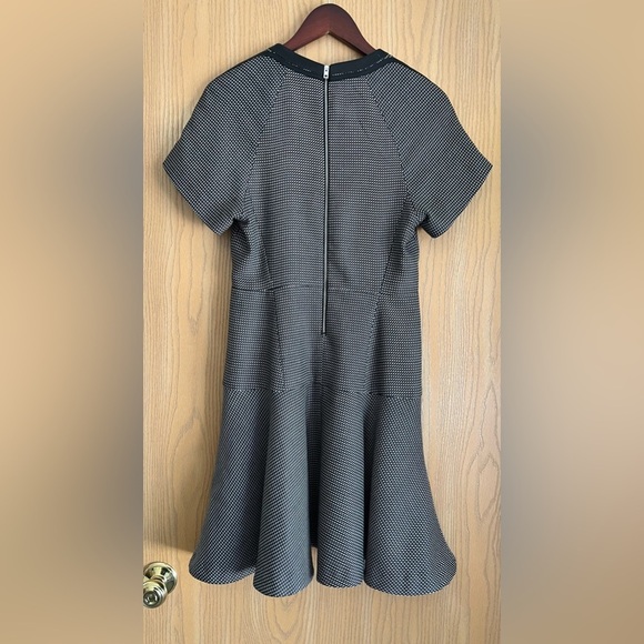 Rag & Bone | Women’s SZ 4 |Black White Watson Flared Career Dresses Leather Trim - Picture 3 of 11